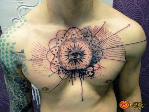 Татуировка с треугольником и органом зрения в нем